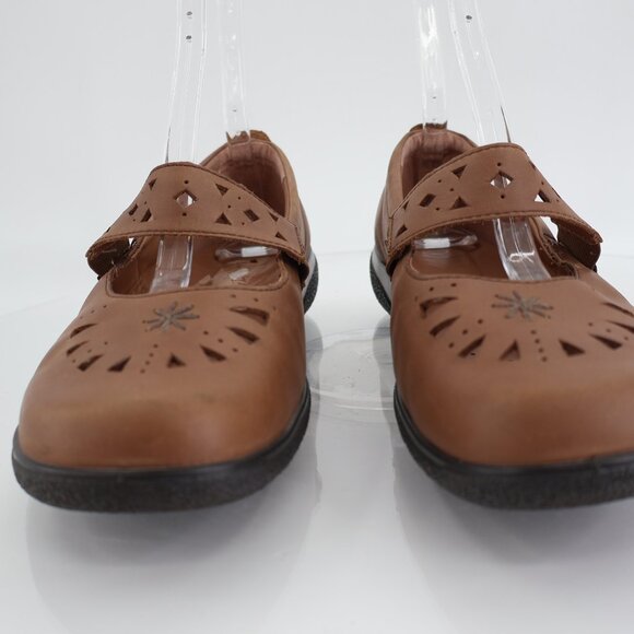Hotter Sweet Women's Mary Jane Flats Size 11 Brown Leather Slip On Comfy Shoe - Picture 2 of 14